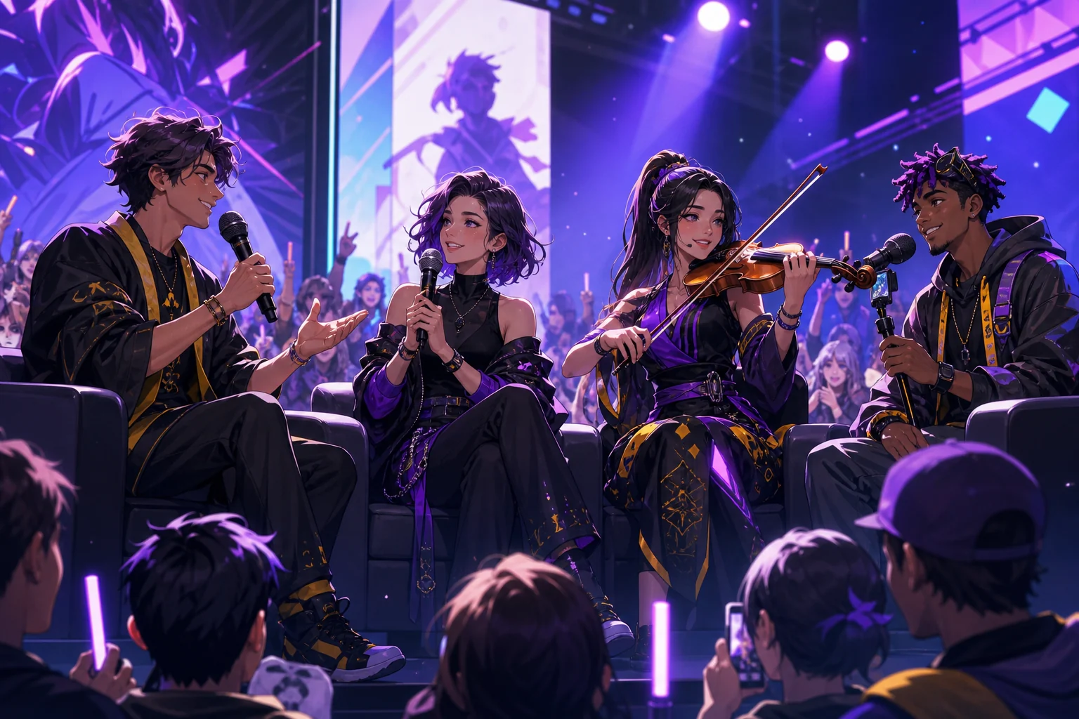 Creators e convidados em um painel